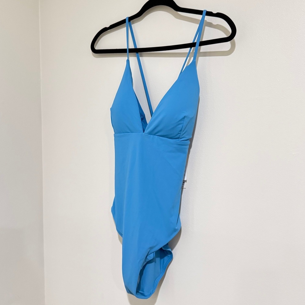 CALIA Women's Swim Triangle Strappy Back One Piece 14 Tranquil Blue MSRP $88 - Picture 3 of 9